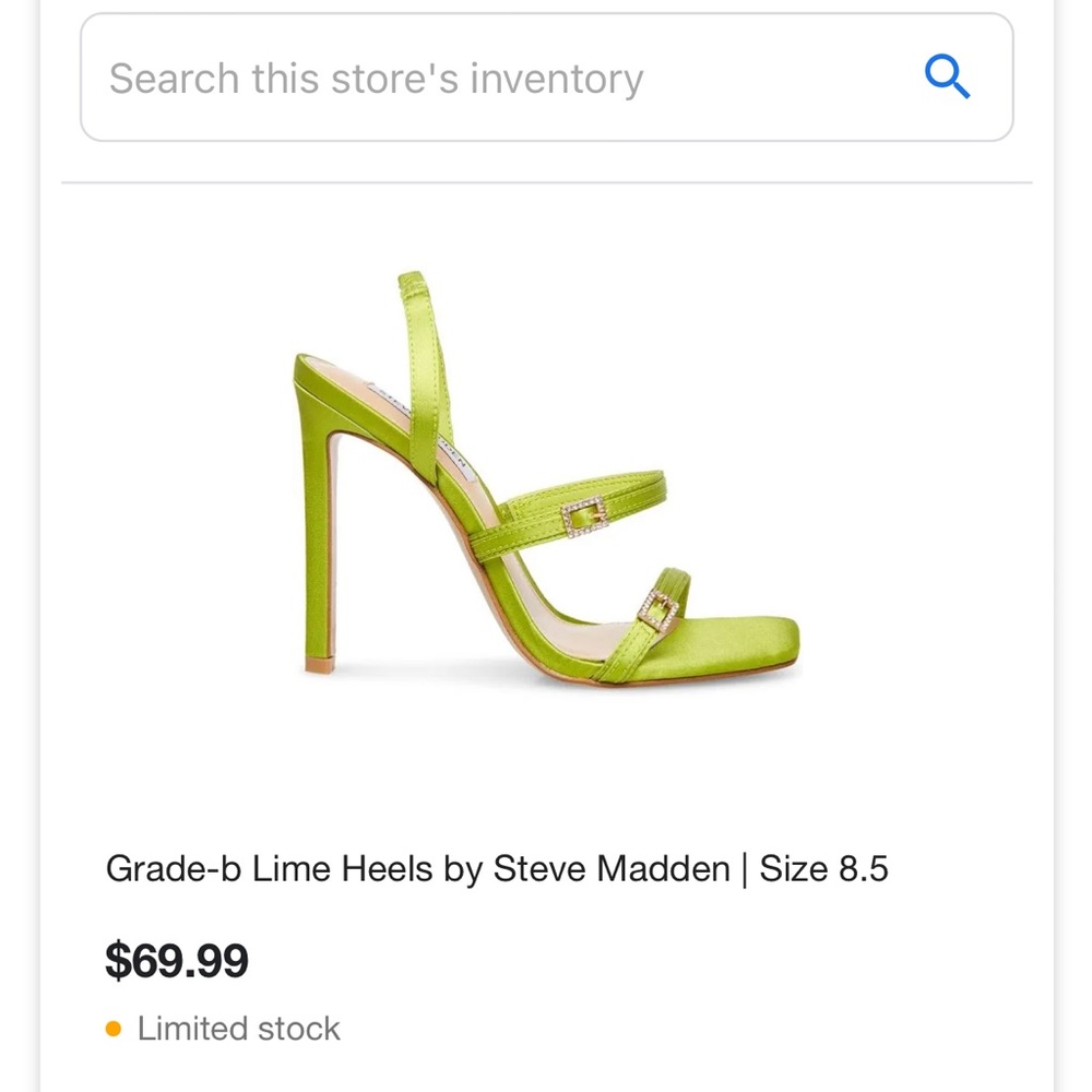 Steve Madden green heels with diamond clasps never worn grade b lime green